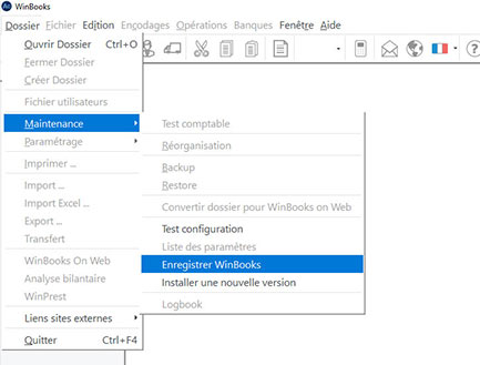 Capture de l'enregistrement du logiciel WinBooks