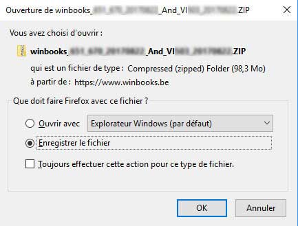 Capture de la mise à jour du logiciel WinBooks