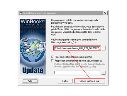 Capture de la mise à jour du logiciel WinBooks